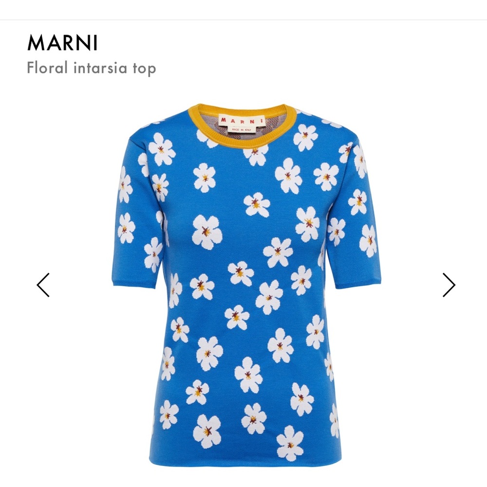 Preowned Women's Blue Floral Intarsia Top Sz 42 (US 6)